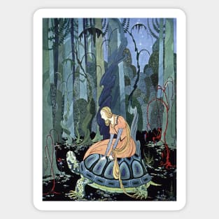 Blondine and the Turtle by Virginia Sterrett Sticker